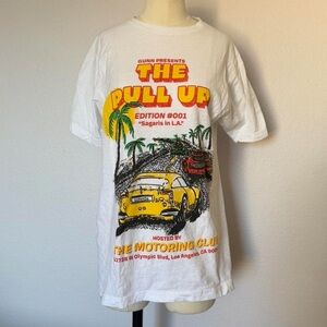 Men’s White Car Graphic T-Shirt by Gunn